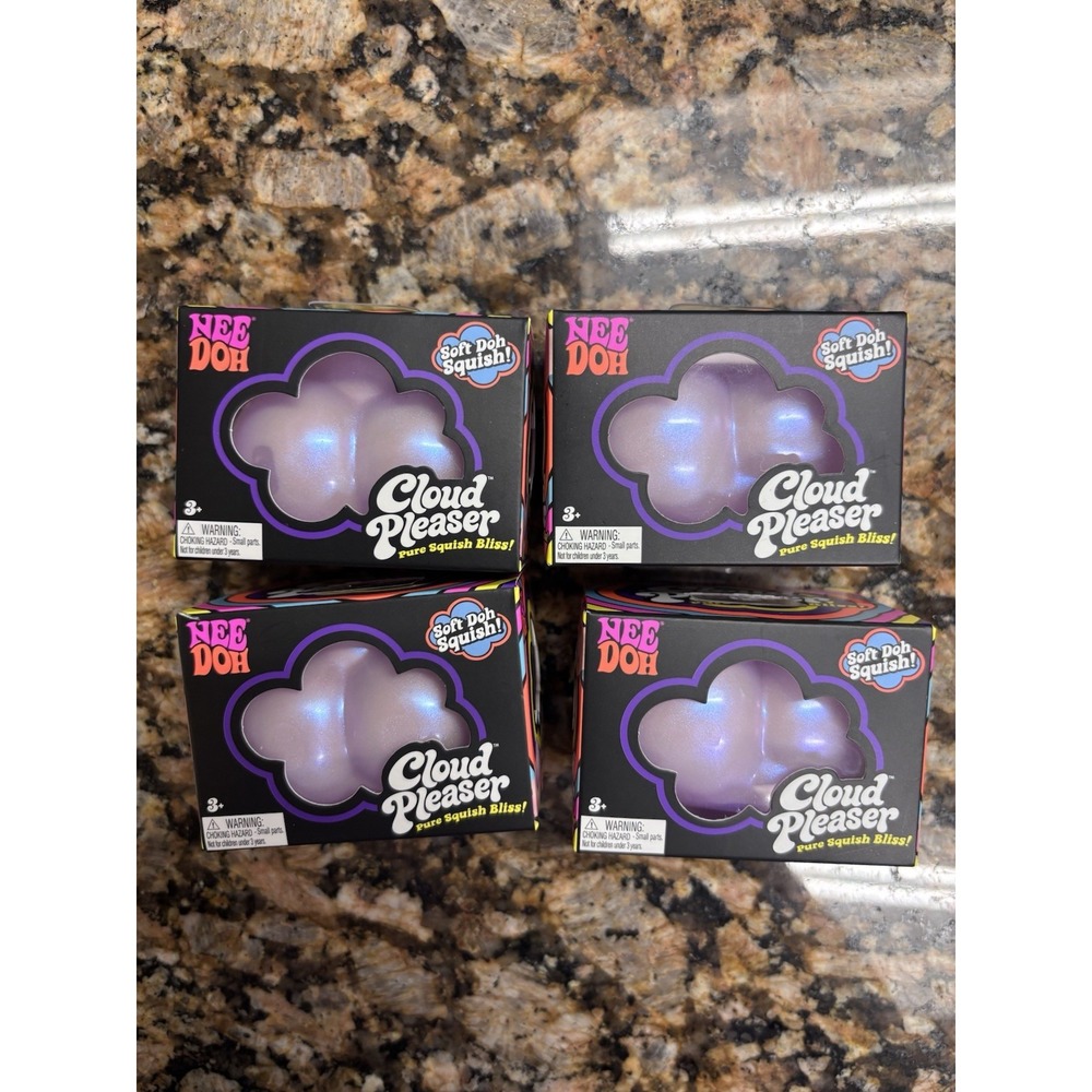 Lot Of 4 Nee Doh Cloud Pleaser Soft Doh Squish Squeeze Toy Purple BRAND NEW